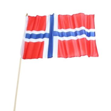 Norsk nylon flagg på pinne - H 62 cm