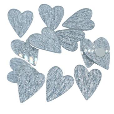 Hjerter acryl - 12 stk - Sølvfarget med klisterpute