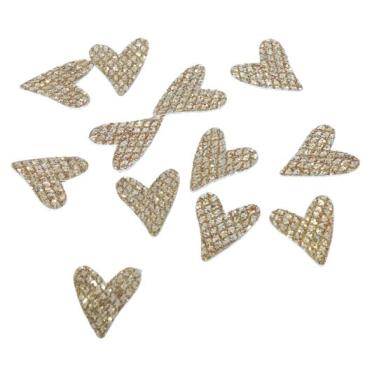 Hjerter i kobber glitter - 12 stk - L 3 cm