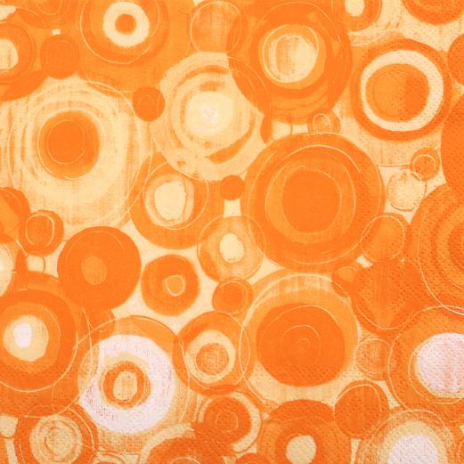 Frokostserviet "SOLINO" L508618L fra Ihr. Cirkelmønster i orange farver. 33x33cm.