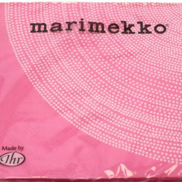 Frokost serviet Marimekko Fokus pink med mønster af hvide prikker. L592655 fra Ihr. 33x33cm.