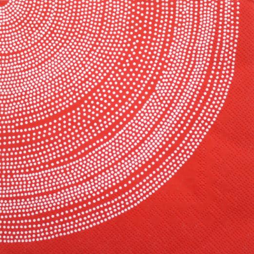 Frokost serviet Marimekko Fokus rød med mønster af hvide prikker. L592610 fra Ihr. 33x33cm.