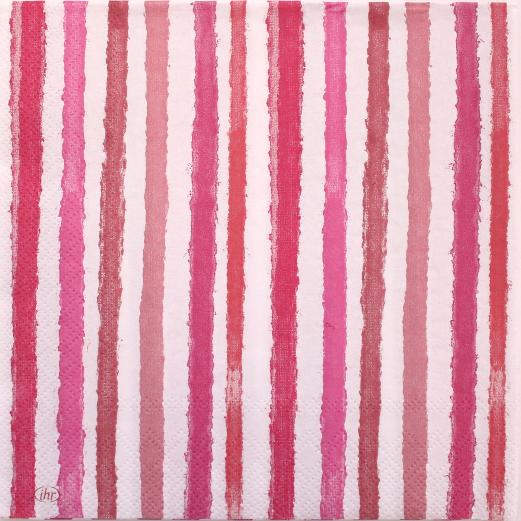 Frokost serviet hvid med striber i rosa og pink nuancer. Colourful stripes L854550 fra Ihr. 33x33cm.